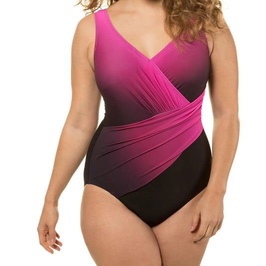 One-Piece Wrap Look Bathing Suit / Swimsuit: Extended Sizes Available