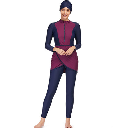 Long Sleeve 3-piece Bathing Suit with Long Pants / Swimsuit: Extended Sizes